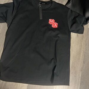 AMIRI Black Tee with Red Dice Graphic
